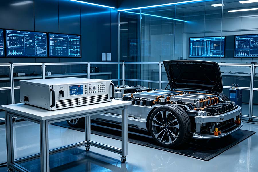 Alimentation CC bidirectionnelle Ainuo pour accélérer les essais de batteries de véhicules électriques