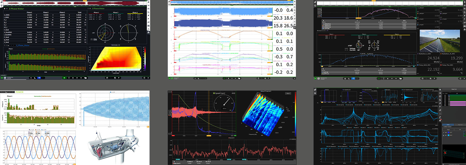 Interface du logiciel de mesure OXYGEN affichant plusieurs écrans de données techniques et scientifiques